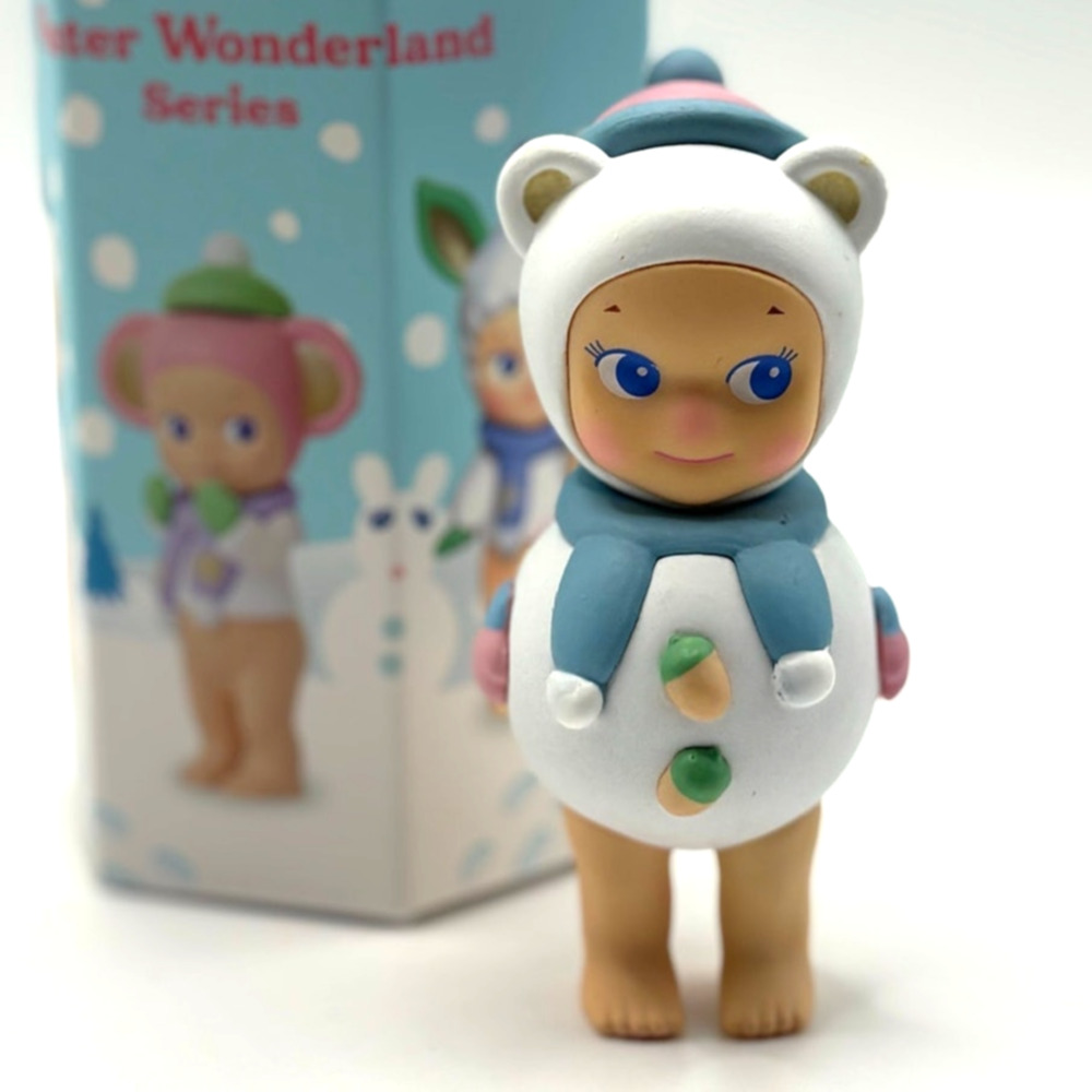 New Unbranded Kewpie/Angel Collectible Mini Figure, Winter Bear, Open Box